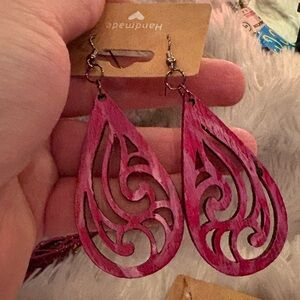Homemade Pink Swirl Earrings